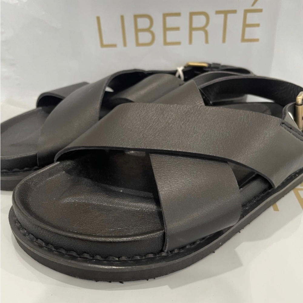 New Leather Capri Sandals Black Size 8